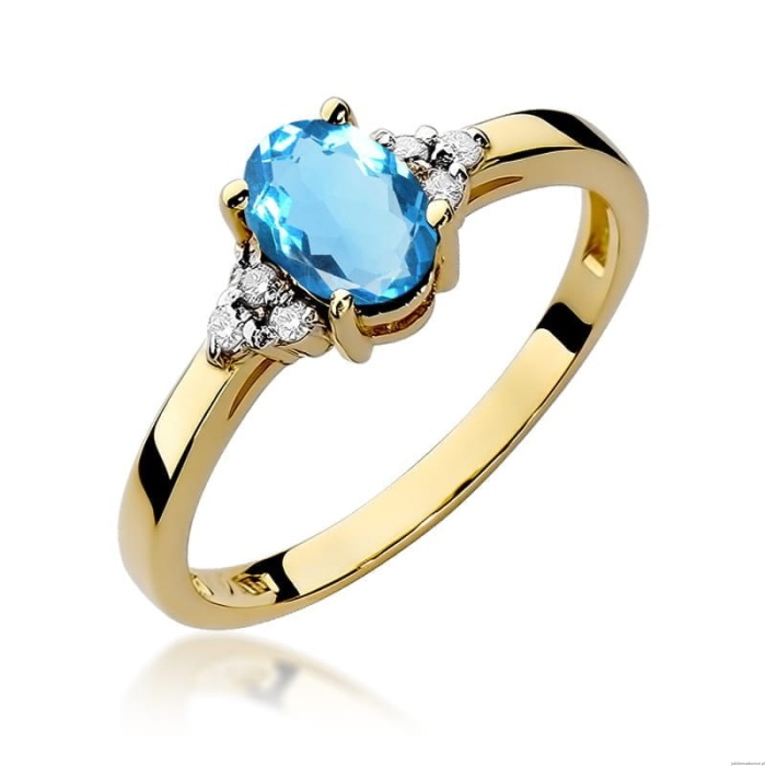 Pierścionek W308 Topaz 0,90ct żółte złoto