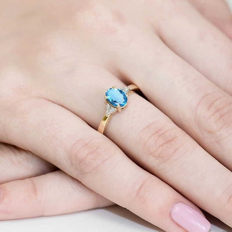 Pierścionek W308 Topaz 0,90ct żółte złoto