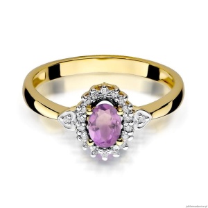 Pierścionek W312 Ametyst 0,40ct żółte złoto