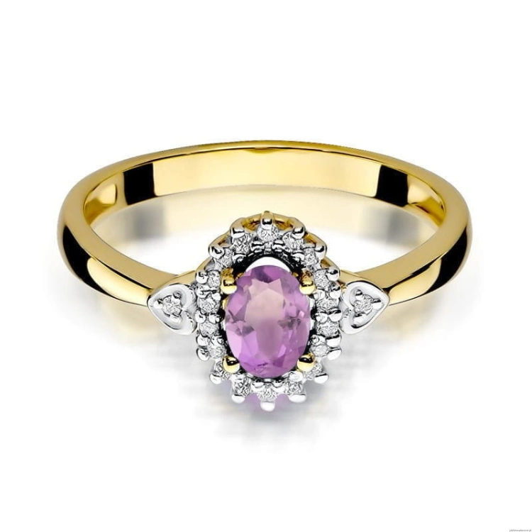 Pierścionek W312 Ametyst 0,40ct żółte złoto