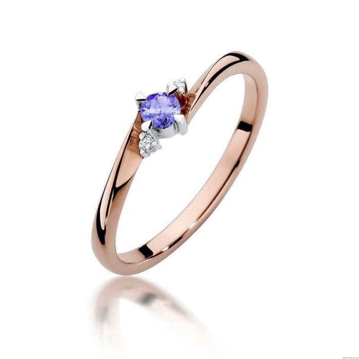 Pierścionek W346 Tanzanit 0,15ct różowe złoto