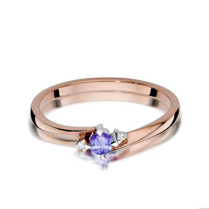 Pierścionek W346 Tanzanit 0,15ct różowe złoto