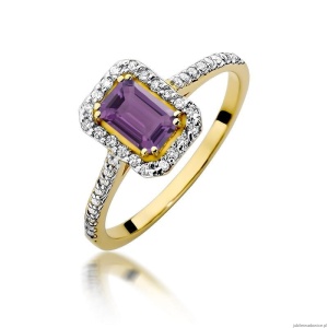 Pierścionek W403 Ametyst 0,50ct żółte złoto