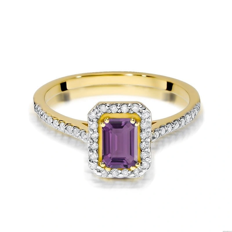 Pierścionek W403 Ametyst 0,50ct żółte złoto