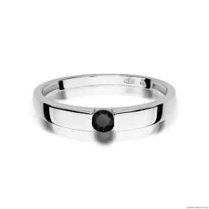 Pierścionek W432 Czarny Diament 0,12ct białe złoto
