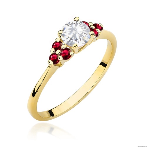 Pierścionek W451 Biały Szafir 0,60ct żółte złoto
