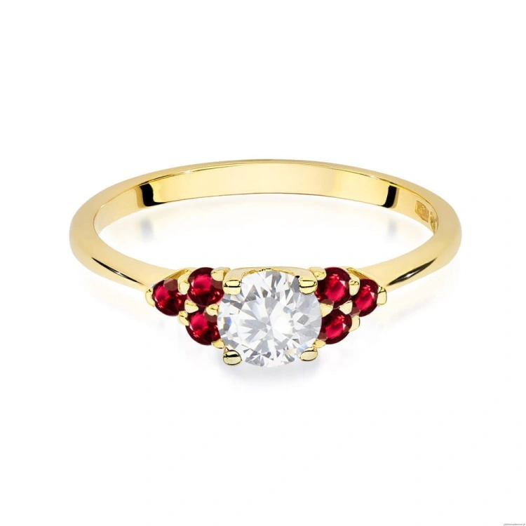 Pierścionek W451 Biały Szafir 0,60ct żółte złoto