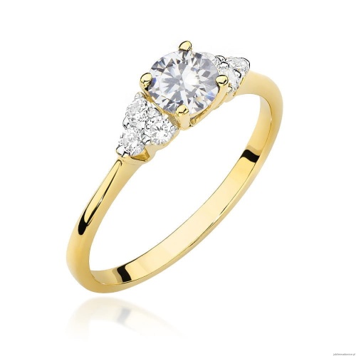 Pierścionek W451 Biały Szafir 0,60ct żółte złoto
