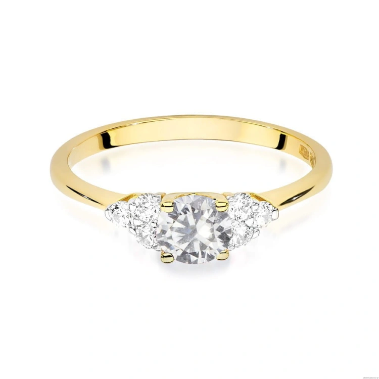 Pierścionek W451 Biały Szafir 0,60ct żółte złoto