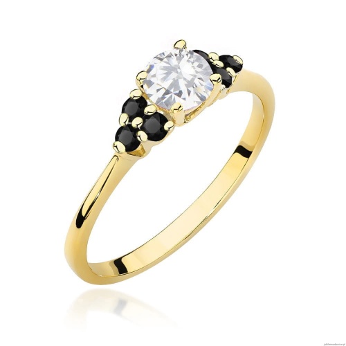 Pierścionek W451 Biały Szafir 0,60ct żółte złoto