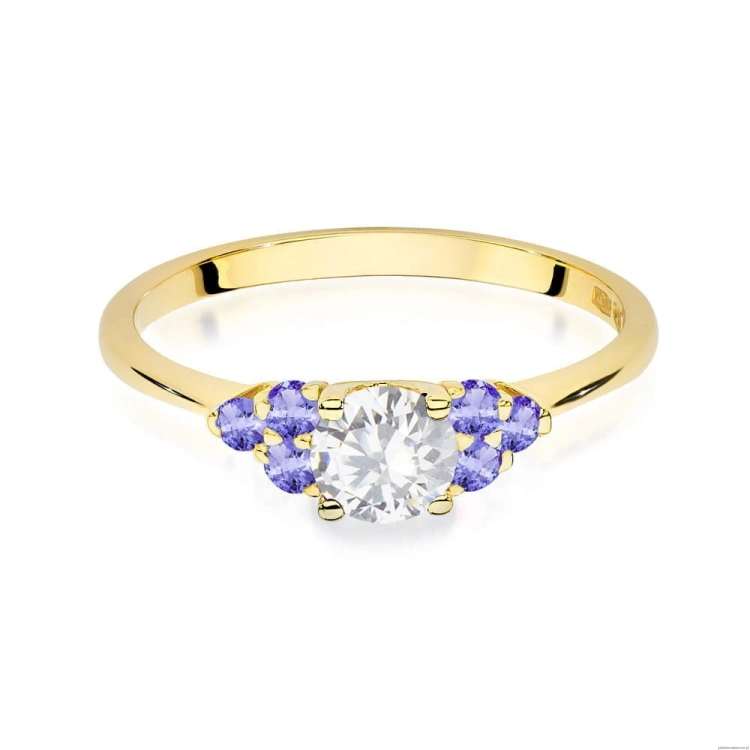 Pierścionek W451 Biały Szafir 0,60ct żółte złoto