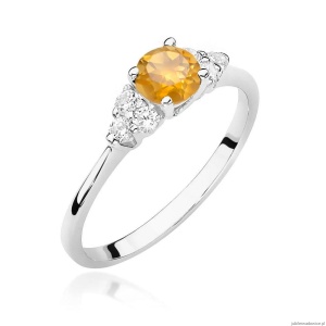 Pierścionek W451 Cytryn 0,50ct białe złoto