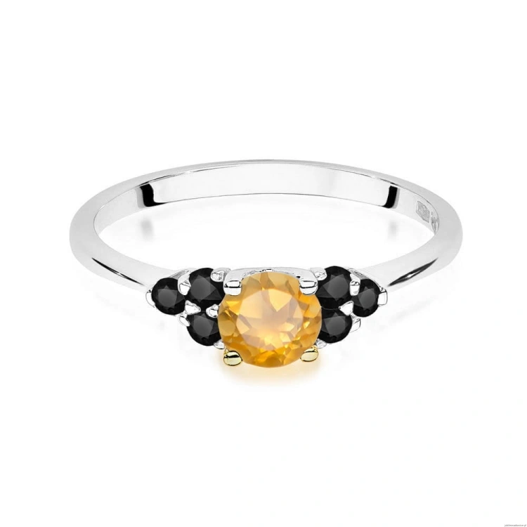 Pierścionek W451 Cytryn 0,50ct białe złoto