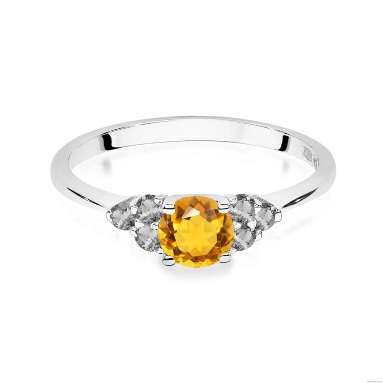 Pierścionek W451 Cytryn 0,50ct białe złoto