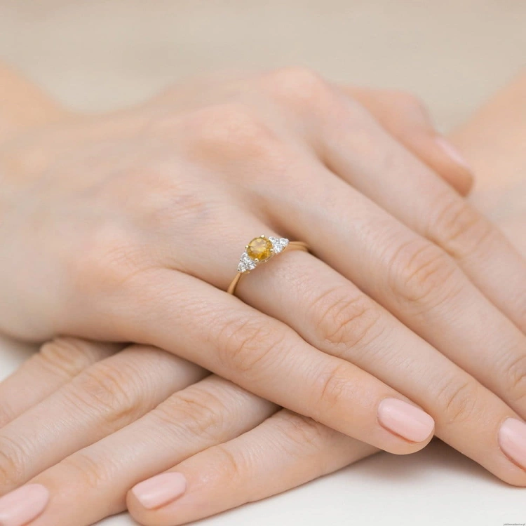 Pierścionek W451 Cytryn 0,50ct żółte złoto