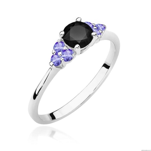 Pierścionek W451 Czarny diament 0,50ct białe złoto