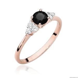 Pierścionek W451 Czarny Diament 0,50ct różowe złoto
