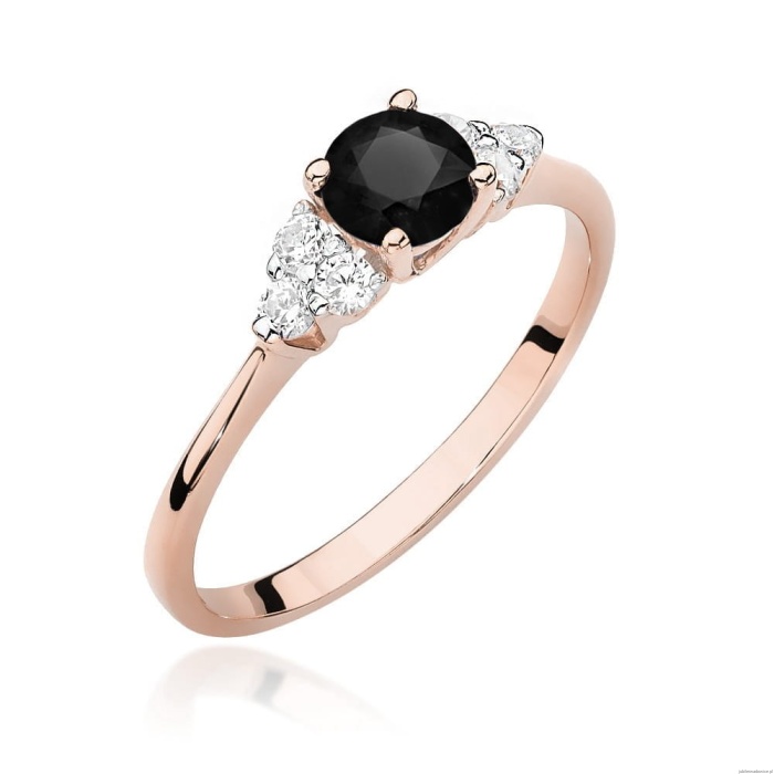 Pierścionek W451 Czarny Diament 0,50ct różowe złoto
