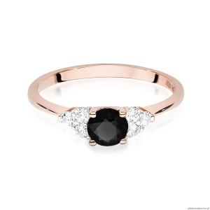 Pierścionek W451 Czarny Diament 0,50ct różowe złoto