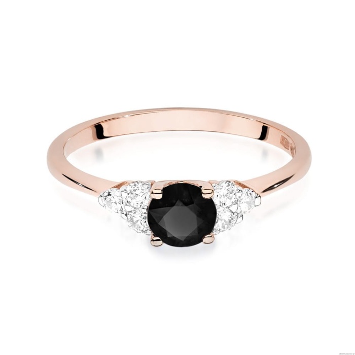 Pierścionek W451 Czarny Diament 0,50ct różowe złoto