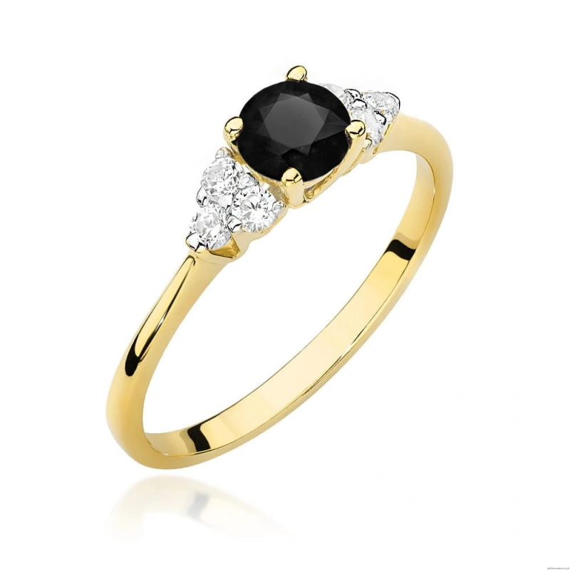 Pierścionek W451 Czarny Diament 0,50ct żółte złoto