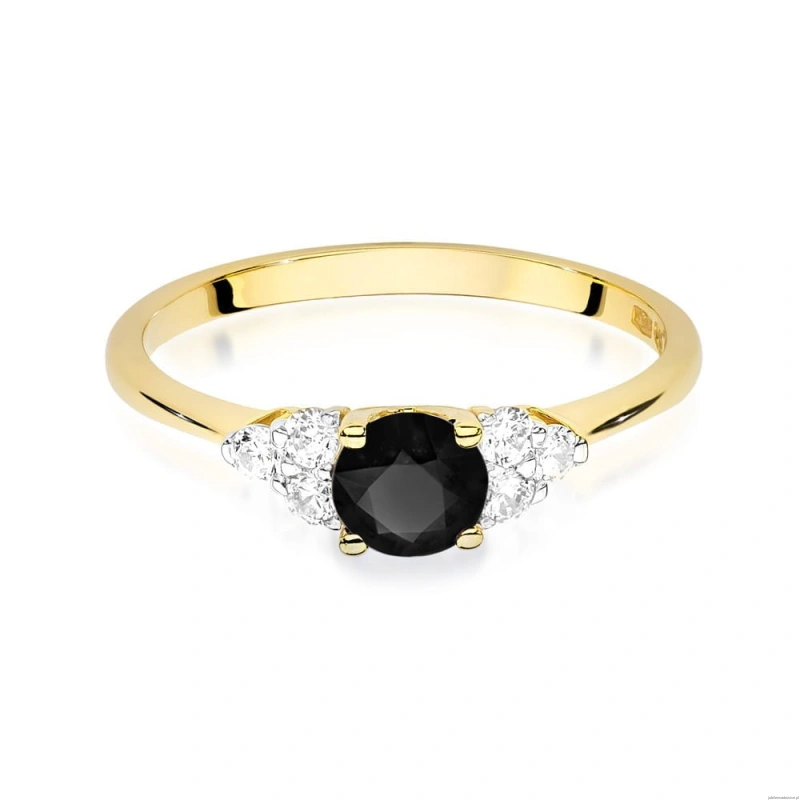 Pierścionek W451 Czarny Diament 0,50ct żółte złoto