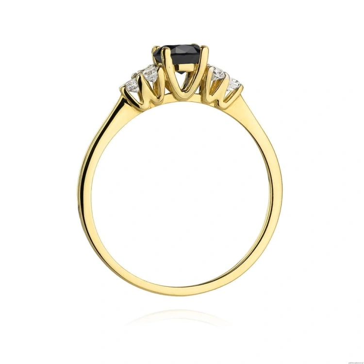 Pierścionek W451 Czarny Diament 0,50ct żółte złoto