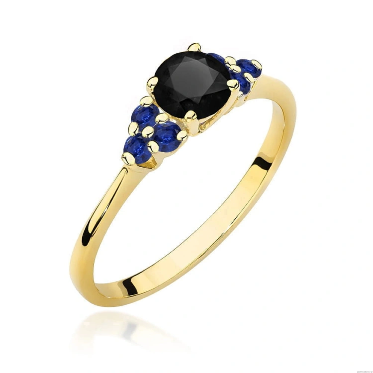 Pierścionek W451 Czarny Diament 0,50ct żółte złoto