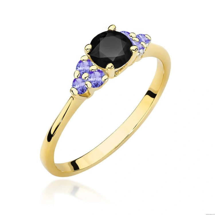 Pierścionek W451 Czarny Diament 0,50ct żółte złoto