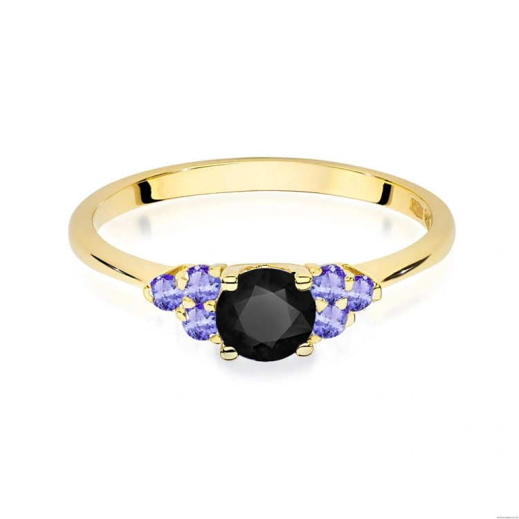 Pierścionek W451 Czarny Diament 0,50ct żółte złoto