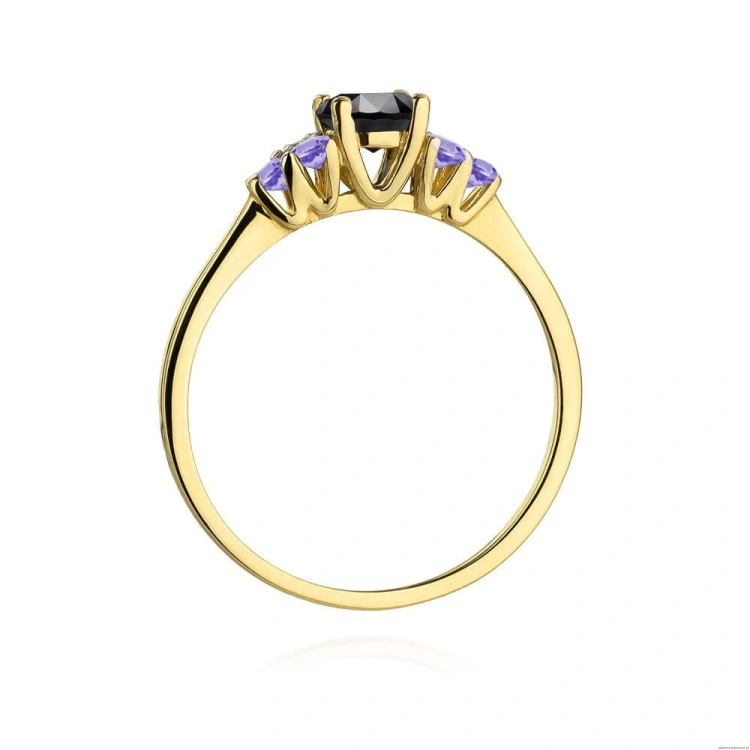 Pierścionek W451 Czarny Diament 0,50ct żółte złoto
