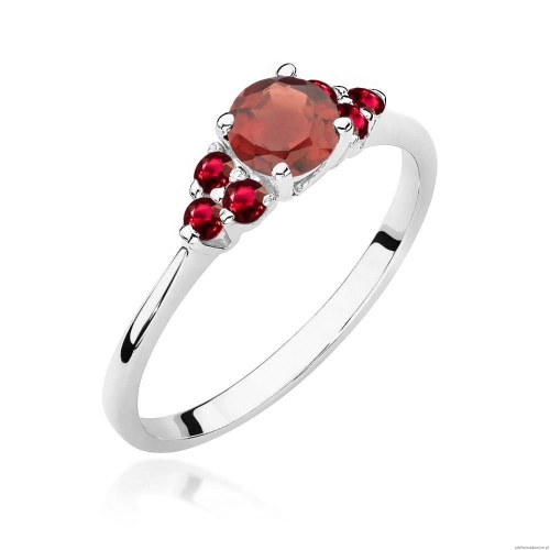 Pierścionek W451 Granat 0,60ct białe zloto