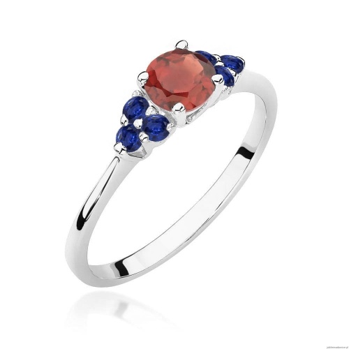 Pierścionek W451 Granat 0,60ct białe złoto