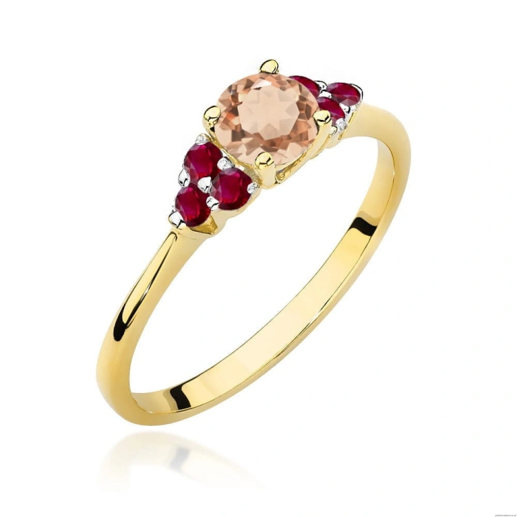 Pierścionek W451 Morganit 0,40ct żółte złoto