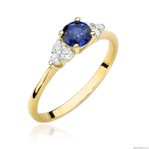 Pierścionek W451 Szafir 0,50ct żółte złoto