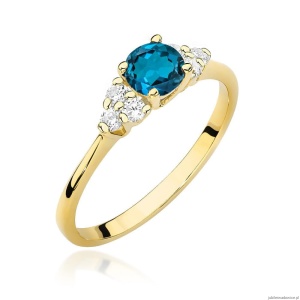 Pierścionek W451 Topaz London Blue 0,50ct żółte złoto
