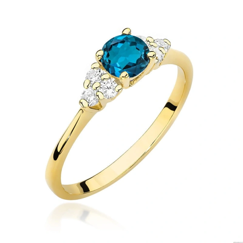 Pierścionek W451 Topaz London Blue 0,50ct żółte złoto