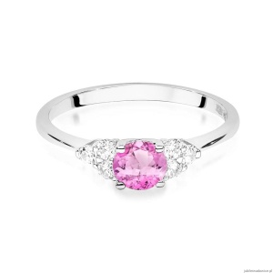 Pierścionek W451 Topaz Różowy 0,60ct białe złoto