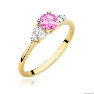 Pierścionek W451 Topaz Różowy 0,60ct żółte złoto