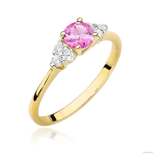 Pierścionek W451 Topaz Różowy 0,60ct żółte złoto
