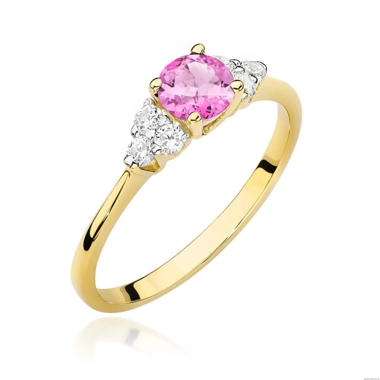 Pierścionek W451 Topaz Różowy 0,60ct żółte złoto