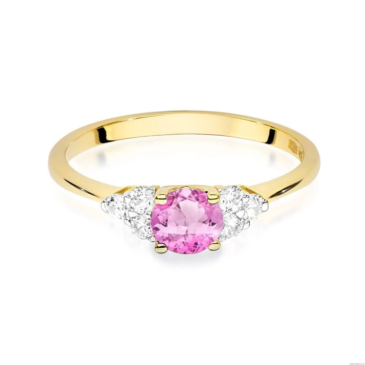 Pierścionek W451 Topaz Różowy 0,60ct żółte złoto