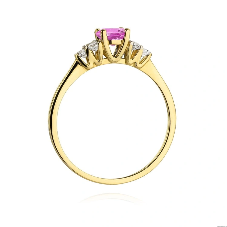 Pierścionek W451 Topaz Różowy 0,60ct żółte złoto
