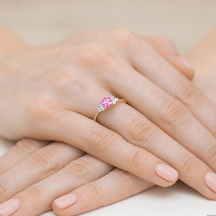 Pierścionek W451 Topaz Różowy 0,60ct żółte złoto