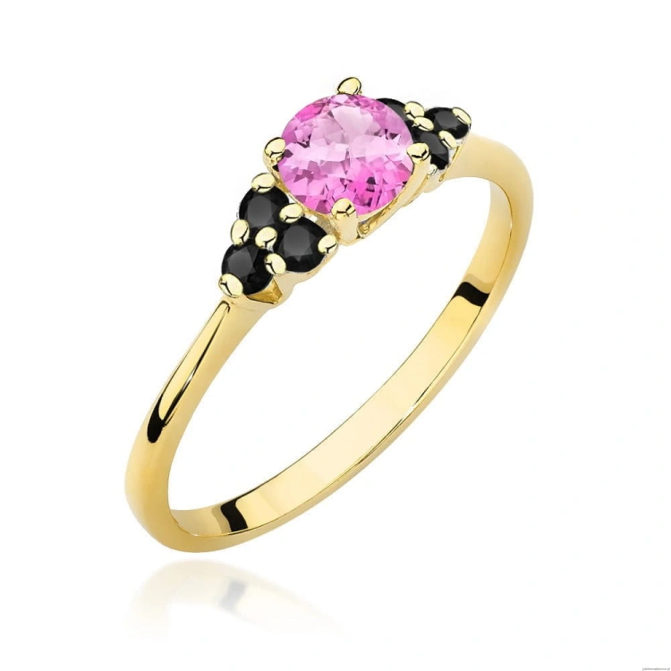 Pierścionek W451 Topaz Różowy 0,60ct żółte złoto