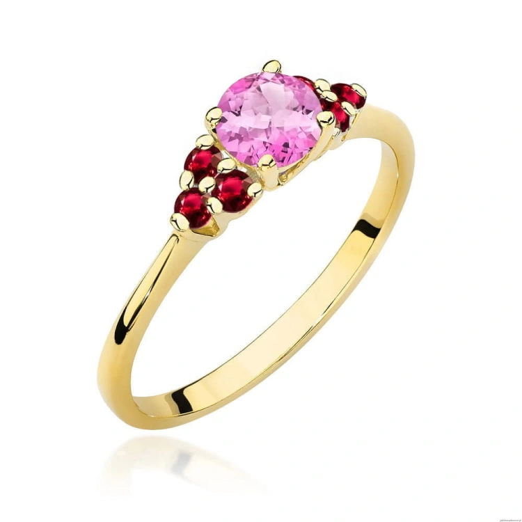 Pierścionek W451 Topaz Różowy 0,60ct żółte złoto