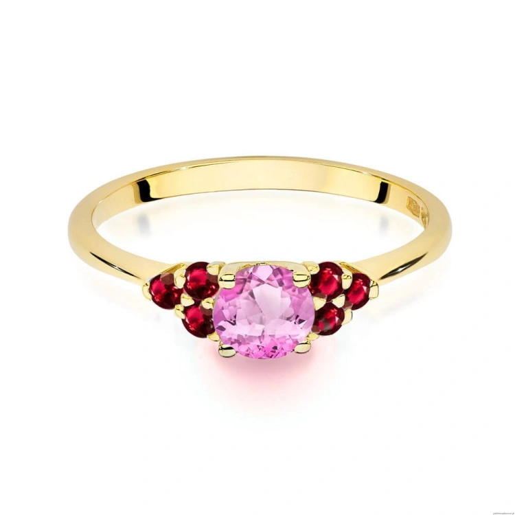 Pierścionek W451 Topaz Różowy 0,60ct żółte złoto