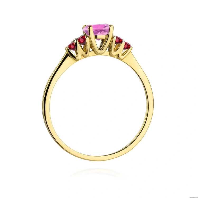 Pierścionek W451 Topaz Różowy 0,60ct żółte złoto