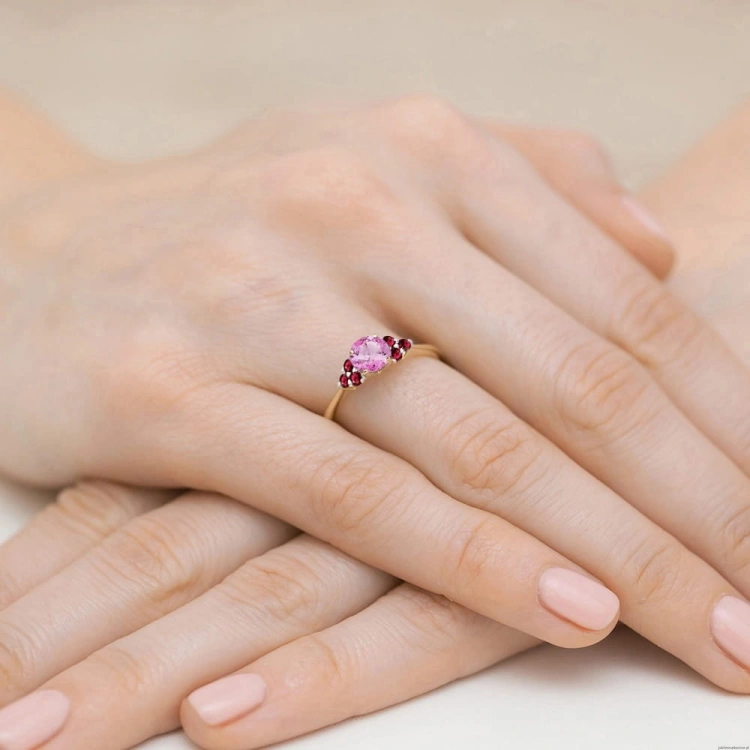 Pierścionek W451 Topaz Różowy 0,60ct żółte złoto