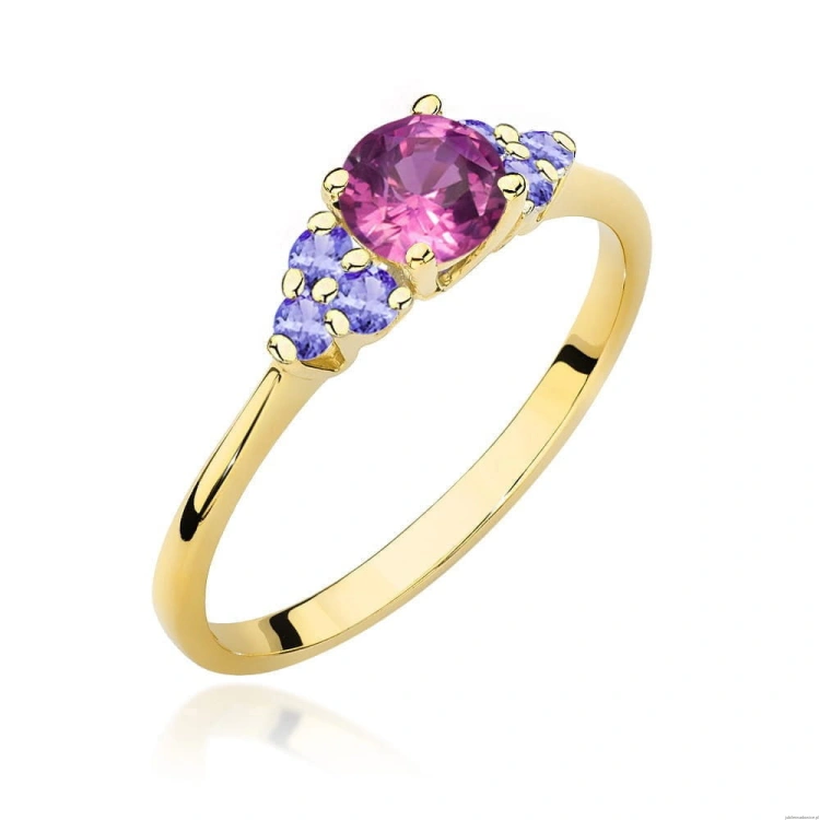 Pierścionek W451 Topaz Różowy 0,60ct żółte złoto